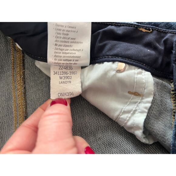 Paige Raw Hem Distressed Mid Rise Skinny Jeans Landyn Blue Size 30 - Picture 7 of 7